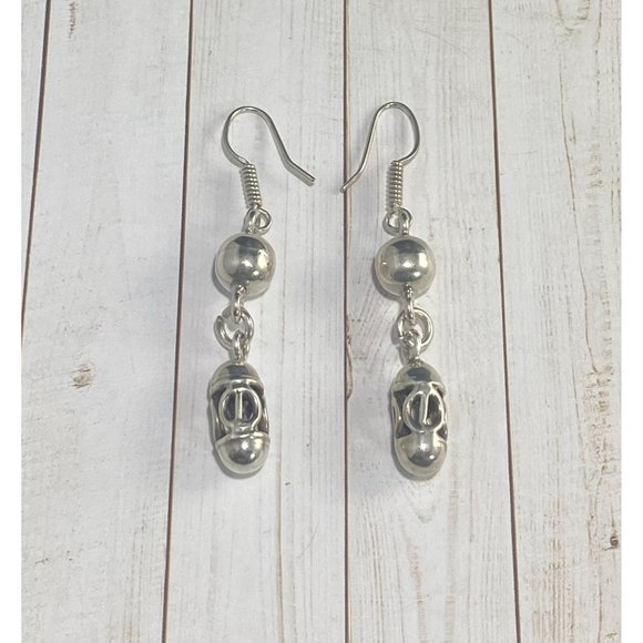 Sterling Silver Filigree Dangle Ball Earrings Hook Pierced Fine - Picture 6 of 7